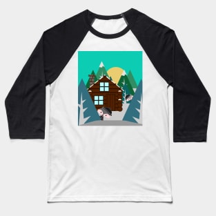 Winter cabin in the woods Baseball T-Shirt